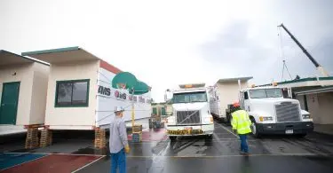 Portable classroom delivery and installation.