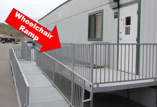 Rent or buy a handicap access ramp for your modular building, portable classroom or office trailer.
