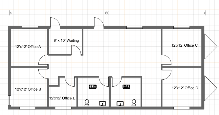 24x60 Office Trailer with bathrooms