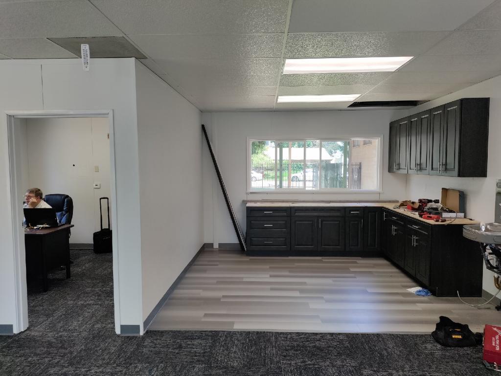 This was formerly a 24' x 40' DSA Portable Classroom in California. Now it's an office for a Water District. 